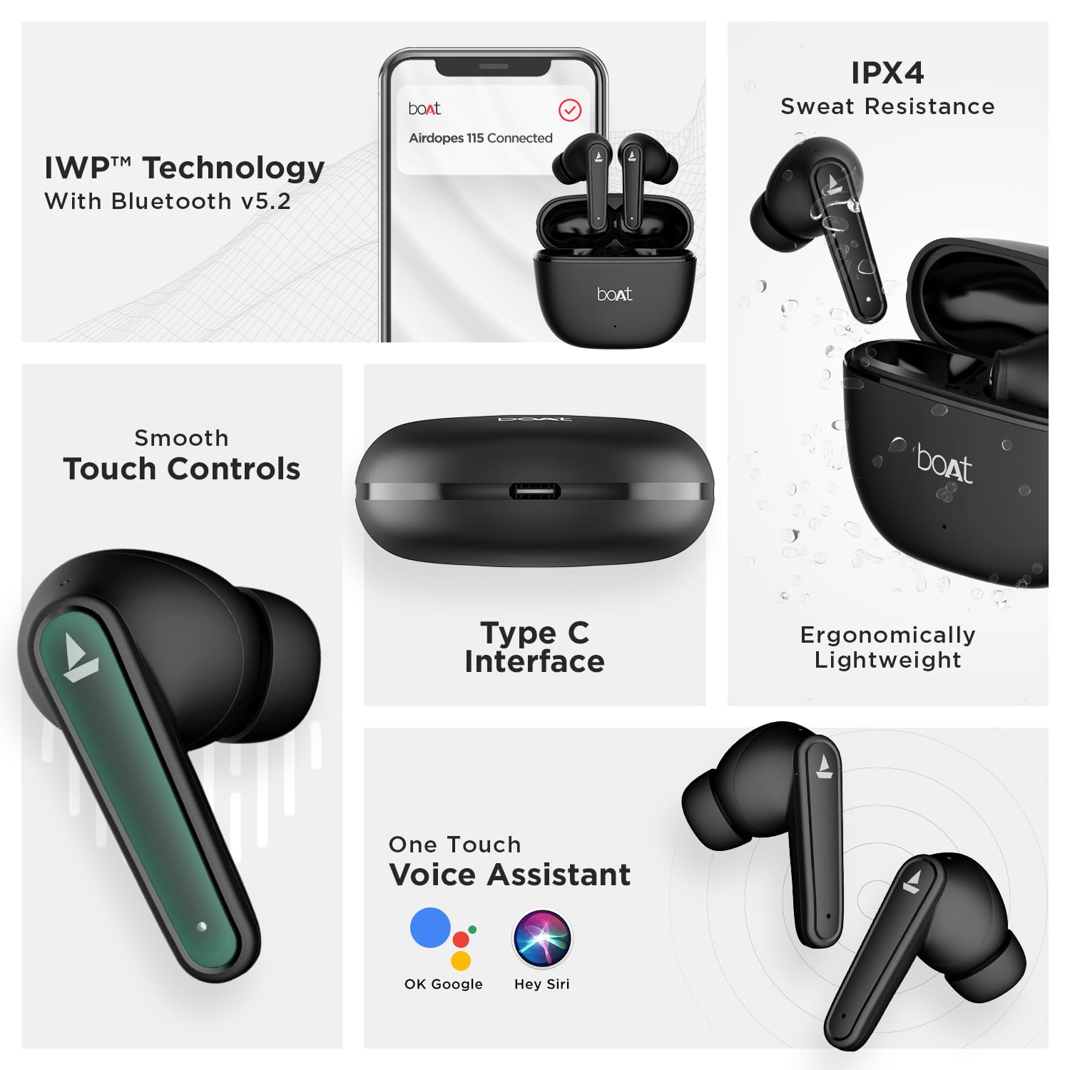 boAt Airdopes 115 in Ear TWS | ENx & Beast Mode | 24 Hrs | Fast Charge - Brand New