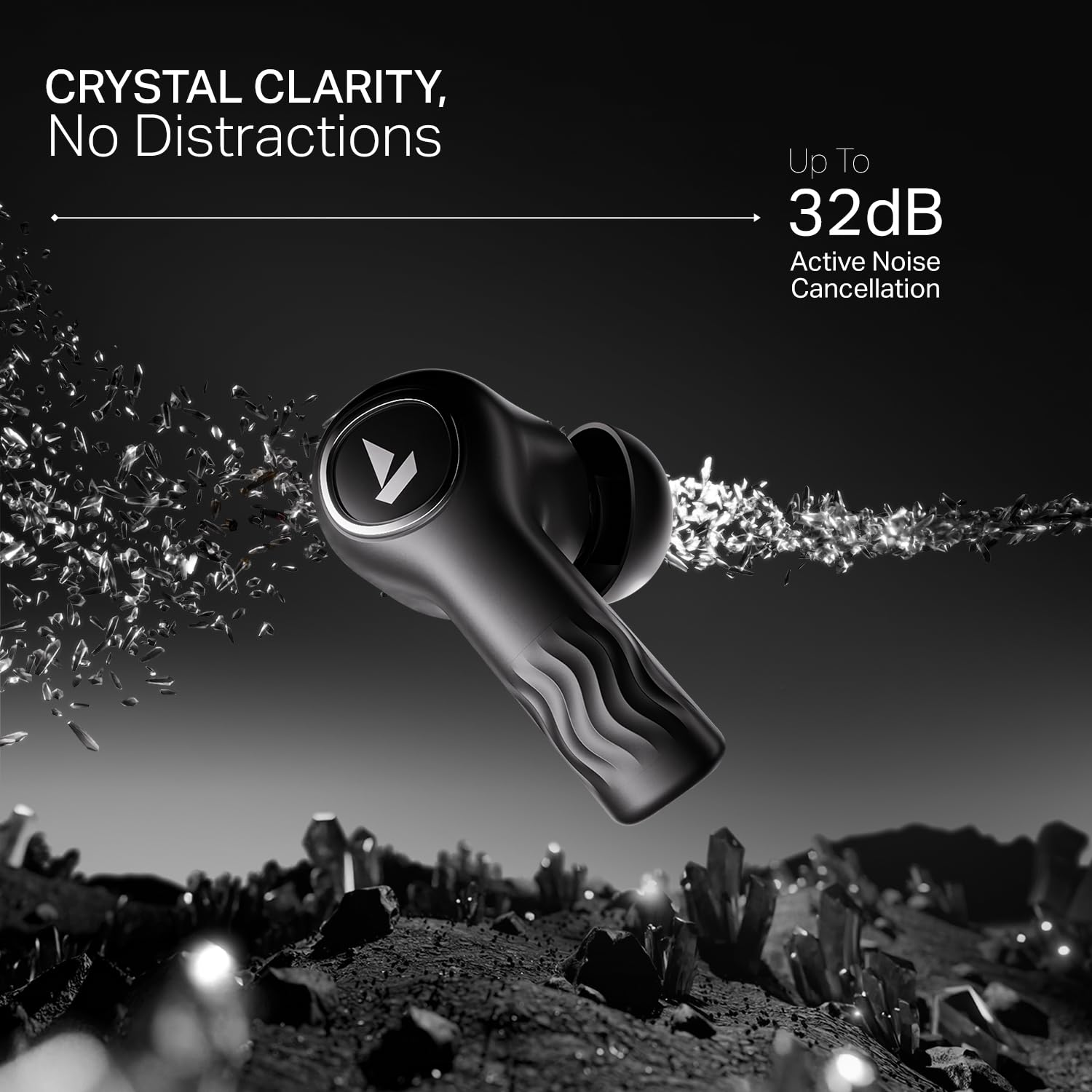 Boat Nirvana Crystl, Transparent Case,Spatial Audio, ANC(~32dB) and 100Hrs Battery- Brand New