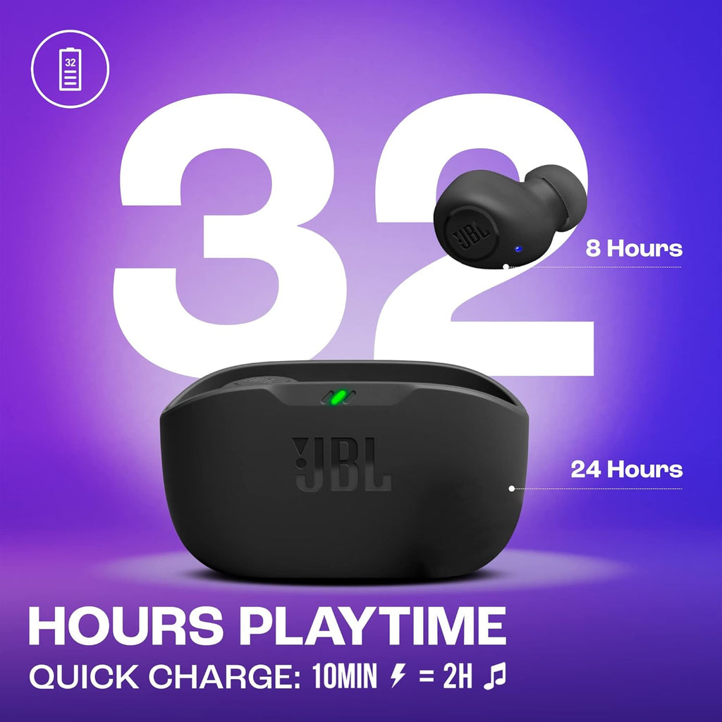 JBL Wave Buds in-Ear Wireless Earbuds (TWS),32 Hours Battery&Quick Charge,Ip54 Water&Dust Resistance,Ambient Aware&Talk-Thru, App for Customized Extra Bass Eq