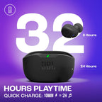 JBL Wave Buds in-Ear Wireless Earbuds (TWS),32 Hours Battery&Quick Charge,Ip54 Water&Dust Resistance,Ambient Aware&Talk-Thru, App for Customized Extra Bass Eq