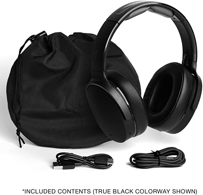 Skullcandy Hesh ANC Over-Ear Active Noise Cancelling Wireless Headphones with 40mm drivers, 30Hr Playtime + Rapid Charge, Flat-Folding and Collapsible, Light weight, work with Android and iOS- Black