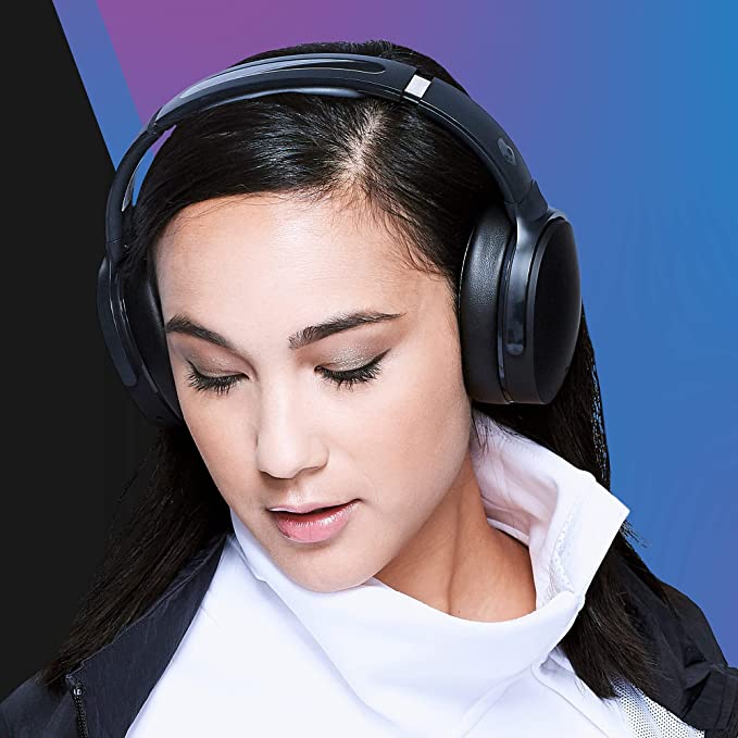 Skullcandy Hesh ANC Over-Ear Active Noise Cancelling Wireless Headphones with 40mm drivers, 30Hr Playtime + Rapid Charge, Flat-Folding and Collapsible, Light weight, work with Android and iOS- Black