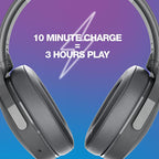 Skullcandy Hesh ANC Over-Ear Active Noise Cancelling Wireless Headphones with 40mm drivers, 30Hr Playtime + Rapid Charge, Flat-Folding and Collapsible, Light weight, work with Android and iOS- Black