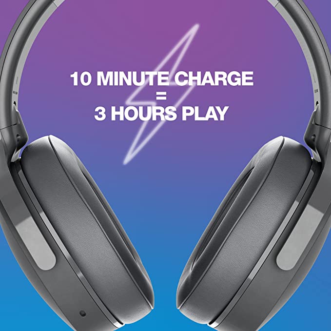 Skullcandy Hesh ANC Over-Ear Active Noise Cancelling Wireless Headphones with 40mm drivers, 30Hr Playtime + Rapid Charge, Flat-Folding and Collapsible, Light weight, work with Android and iOS- Black