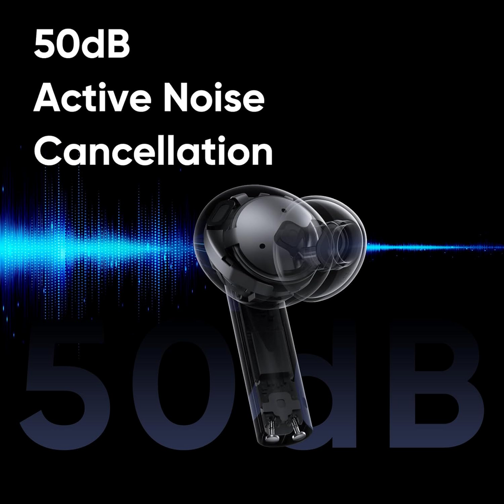 Realme Buds Air 5 Truly Wireless in Ear Earbuds, 50dB ANC, Upto 38Hrs Battery, Fast Charging, 45ms Ultra-Low Latency for Gaming .